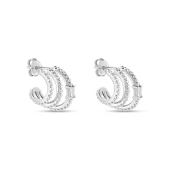 Sale Histoire d'Or Créoles Cailin Argent Blanc Oxyde De Zirconium