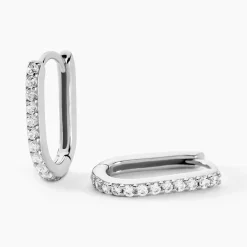 Clearance Histoire d'Or Créoles Caliste Argent Blanc Oxyde De Zirconium