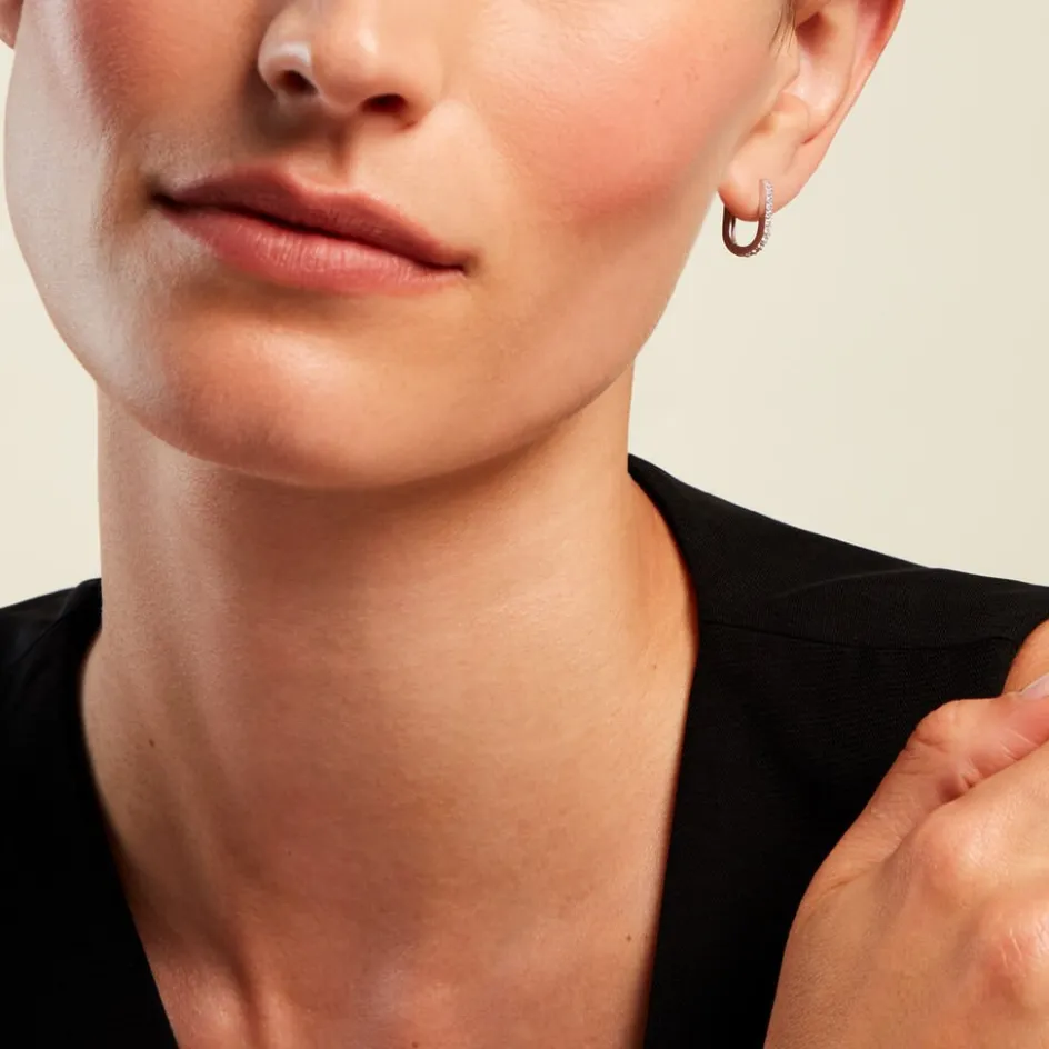 Clearance Histoire d'Or Créoles Caliste Argent Blanc Oxyde De Zirconium