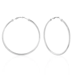 Hot Histoire d'Or Créoles Carmeline Acier Blanc