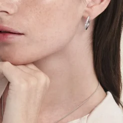 Clearance Histoire d'Or Créoles Classique Argent Blanc Jussi Oxyde De Zirconium