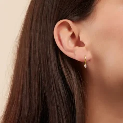 Histoire d'Or Créoles Claud Or Jaune Diamant Synthétique* Boucles D'Oreilles|Boucles D'Oreilles Créoles