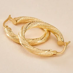 Histoire d'Or Créoles Clematis Or Jaune* Boucles D'Oreilles|Boucles D'Oreilles Créoles