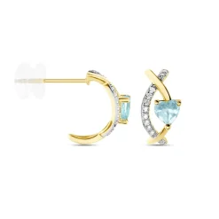 New Histoire d'Or Créoles Clothilde Or Jaune Topaze Oxyde De Zirconium or jaune topaze bleu sky