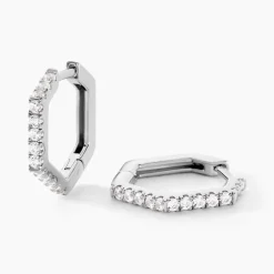 Histoire d'Or Créoles Corentine Argent Blanc Oxyde De Zirconium* Boucles D'Oreilles|Boucles D'Oreilles Fantaisie