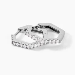 Histoire d'Or Créoles Corentine Argent Blanc Oxyde De Zirconium* Boucles D'Oreilles|Boucles D'Oreilles Fantaisie