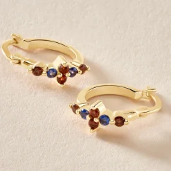 Histoire d'Or Créoles Céphée Plaqué Or Doré Pierres De Synthèses* Boucles D'Oreilles|Boucles D'Oreilles Fantaisie