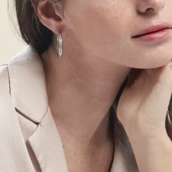 Clearance Histoire d'Or Créoles Django Argent Blanc Oxyde De Zirconium