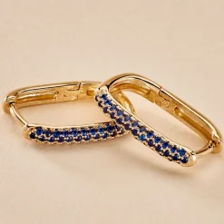 Histoire d'Or Créoles Domingo Plaqué Or Jaune Spinelle Synthétique* Boucles D'Oreilles|Boucles D'Oreilles Créoles