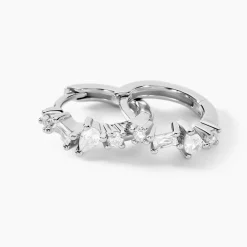 Clearance Histoire d'Or Créoles Eitane Argent Blanc Oxyde De Zirconium