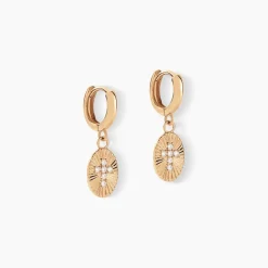 Histoire d'Or Créoles Embrasement Plaqué Or Jaune Oxyde De Zirconium* Boucles D'Oreilles|Boucles D'Oreilles Fantaisie