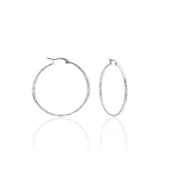 Hot Histoire d'Or Créoles Esaias Acier Blanc