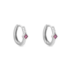 Online Histoire d'Or Créoles Fane Argent Rhodié Oxyde De Zirconium argent blanc oxyde