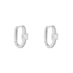 Histoire d'Or Créoles Francene Argent Blanc Oxyde De Zirconium* Boucles D'Oreilles|Boucles D'Oreilles Fantaisie