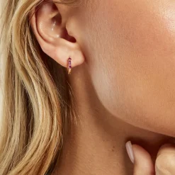 Online Histoire d'Or Créoles Gianna Plaqué Or Jaune Oxyde De Zirconium Pierre De Synthese plaqué or dore oxyde rouge