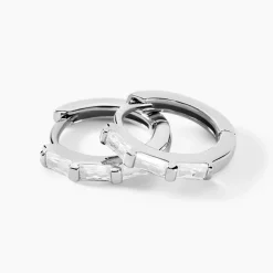 Hot Histoire d'Or Créoles Gladdie Argent Blanc Oxyde De Zirconium