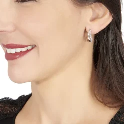 Histoire d'Or Créoles Hekate Or Blanc Strass* Boucles D'Oreilles|Boucles D'Oreilles Créoles