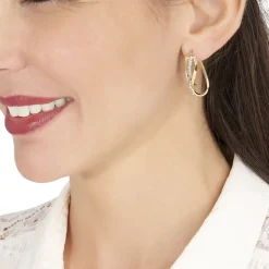 Histoire d'Or Créoles Hilharriette Or Jaune Strass* Boucles D'Oreilles|Boucles D'Oreilles Créoles