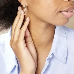 Histoire d'Or Créoles Hilharriette Or Jaune Strass* Boucles D'Oreilles|Boucles D'Oreilles Créoles