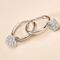 Sale Histoire d'Or Créoles Ili Argent Rhodié Oxyde De Zirconium