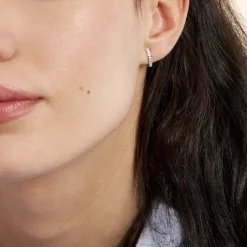 Histoire d'Or Créoles Jacoba Rondes Or Blanc Oxyde De Zirconium* Boucles D'Oreilles|Boucles D'Oreilles Créoles