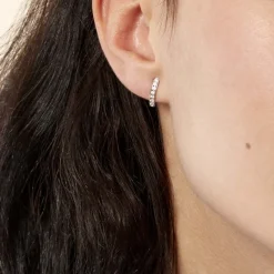 Histoire d'Or Créoles Jacoba Rondes Or Blanc Oxyde De Zirconium* Boucles D'Oreilles|Boucles D'Oreilles Créoles
