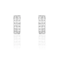Histoire d'Or Créoles Jacobee Rondes Or Blanc Oxyde De Zirconium* Boucles D'Oreilles|Boucles D'Oreilles Créoles