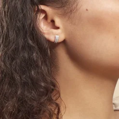 Histoire d'Or Créoles Jacobee Rondes Or Blanc Oxyde De Zirconium* Boucles D'Oreilles|Boucles D'Oreilles Créoles