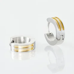 Discount JOURDAN Créoles Tilos Dore / Blanc acier bicolore