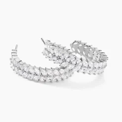Histoire d'Or Créoles Jovan Argent Blanc Oxyde De Zirconium* Boucles D'Oreilles|Boucles D'Oreilles Créoles