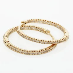 New Histoire d'Or Créoles Karolina Rondes Plaqué Or Jaune Oxyde De Zirconium