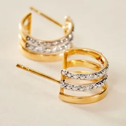 Histoire d'Or Créoles Katey Or Jaune Diamant* Boucles D'Oreilles|Boucles D'Oreilles Créoles