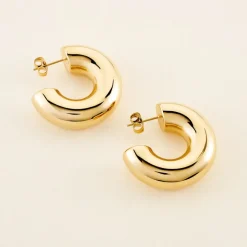 Histoire d'Or Créoles Letty Acier Jaune Sans Pierre acier dore sans pierre