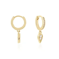 Histoire d'Or Créoles Lilibeth Plaqué Or Jaune Oxyde De Zirconium Oxyde* Boucles D'Oreilles|Boucles D'Oreilles Fantaisie