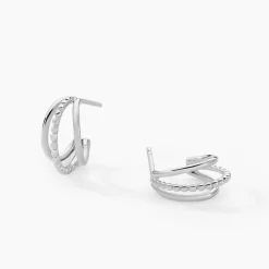 Histoire d'Or Créoles Louisette Argent Blanc* Boucles D'Oreilles|Boucles D'Oreilles Fantaisie