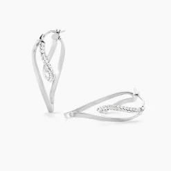 Histoire d'Or Créoles Luna Or Blanc Strass* Boucles D'Oreilles|Boucles D'Oreilles Créoles