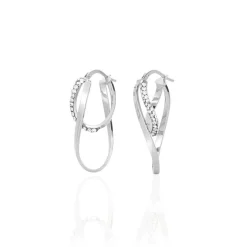 Histoire d'Or Créoles Luna Or Blanc Strass* Boucles D'Oreilles|Boucles D'Oreilles Créoles