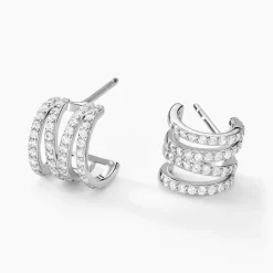 Histoire d'Or Créoles Lyv Argent Blanc Oxyde De Zirconium* Boucles D'Oreilles|Boucles D'Oreilles Fantaisie