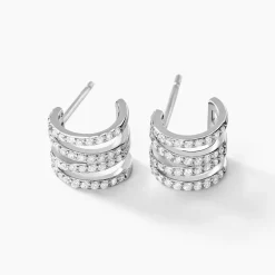 Histoire d'Or Créoles Lyv Argent Blanc Oxyde De Zirconium* Boucles D'Oreilles|Boucles D'Oreilles Fantaisie