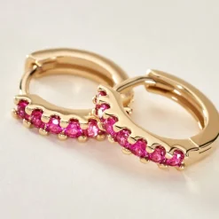 Histoire d'Or Créoles Marty Plaqué Or Jaune Spinelle Synthétique* Boucles D'Oreilles|Boucles D'Oreilles Fantaisie