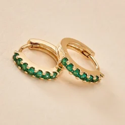 Histoire d'Or Créoles Marty Plaqué Or Jaune Spinelle Synthétique* Boucles D'Oreilles|Boucles D'Oreilles Fantaisie