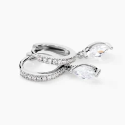 Histoire d'Or Créoles Ninette Argent Blanc Oxyde De Zirconium* Boucles D'Oreilles|Boucles D'Oreilles Fantaisie