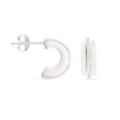 Histoire d'Or Créoles Noci Argent Blanc Céramique Et Oxyde De Zirconium* Boucles D'Oreilles|Boucles D'Oreilles Fantaisie