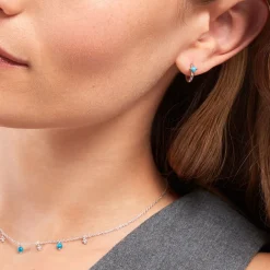 Histoire d'Or Créoles Ocean Argent Blanc Turquoise* Boucles D'Oreilles|Boucles D'Oreilles Fantaisie