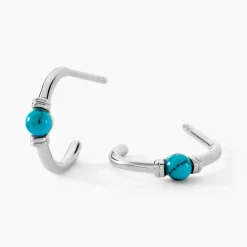 Histoire d'Or Créoles Ocean Argent Blanc Turquoise* Boucles D'Oreilles|Boucles D'Oreilles Fantaisie