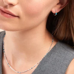 Histoire d'Or Créoles Ocean Argent Blanc Turquoise* Boucles D'Oreilles|Boucles D'Oreilles Fantaisie