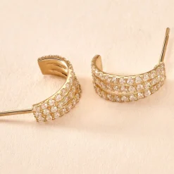 Histoire d'Or Créoles Oiva Or Jaune Oxyde De Zirconium* Boucles D'Oreilles|Boucles D'Oreilles Créoles