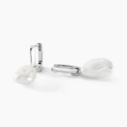 Histoire d'Or Créoles Onassis Argent Blanc Perle De Culture