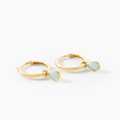 Histoire d'Or Créoles Ondée Or Jaune Amazonite* Boucles D'Oreilles|Boucles D'Oreilles Créoles