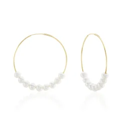 Histoire d'Or Créoles Or Jaune Alondra Perles De Culture* Boucles D'Oreilles|Boucles D'Oreilles Créoles